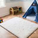 Fluffy Rug Shaggy Area Rug, White 5x8 Area Rugs for Bedroom, Small Bedside Rug, Soft Fluffy Shaggy Entryway Throw Rugs for Living Room Bedroom Kids Room Home Decor