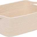 CubesLand Rectangular Cotton Rope Basket, 14x10x5 Inches, Beige, Nursery Storage Bin