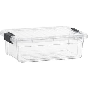 Superio Mini Clear Plastic Storage Bin with Lid, Non-Toxic, BPA Free, Odor Free, Organizer Storage Box, Stackable Plastic Tote for Home, Garage, School, and Office, 1.25 Quart (8.25"x5.5"x3")