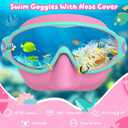 VegoVia 2 Pack Kids Swim Goggles with Nose Cover, Anti-Fog UV Protection Swimming Goggles for Kids Youth 3-15