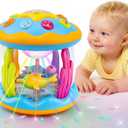 Baby Toys 0-6 Months Ocean Rotating Projector Musical Light Up Tummy Time Toys for Infants 0-3 4 5 6 7 8 9 Months Baby Aquarium Crawling Toys 6-12 Month Boys Girls 1 2 Year Old Birthday Easter Gifts (Blue)