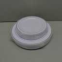 FLOWERCAT 60PCS Silver Plastic Plates - Heavy Duty White and Silver Plastic Plates Disposable - Include 30PCS 10.25inch Dinner Plates and 30PCS 7.5inch Dessert Plates for Wedding&New Year (Sliver)