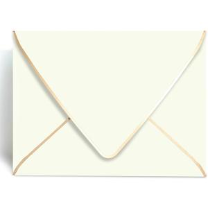 A7 Ivoy Envelopes 5 x 7 With Gold Border,- 50 Pack,For 5x7 Cards| Quick Self Seal| Perfect for Weddings, Invitations, Photos, Graduation, Baby Shower| Thick Luxury paper|5.25 x 7.25 Inches (Ivory)