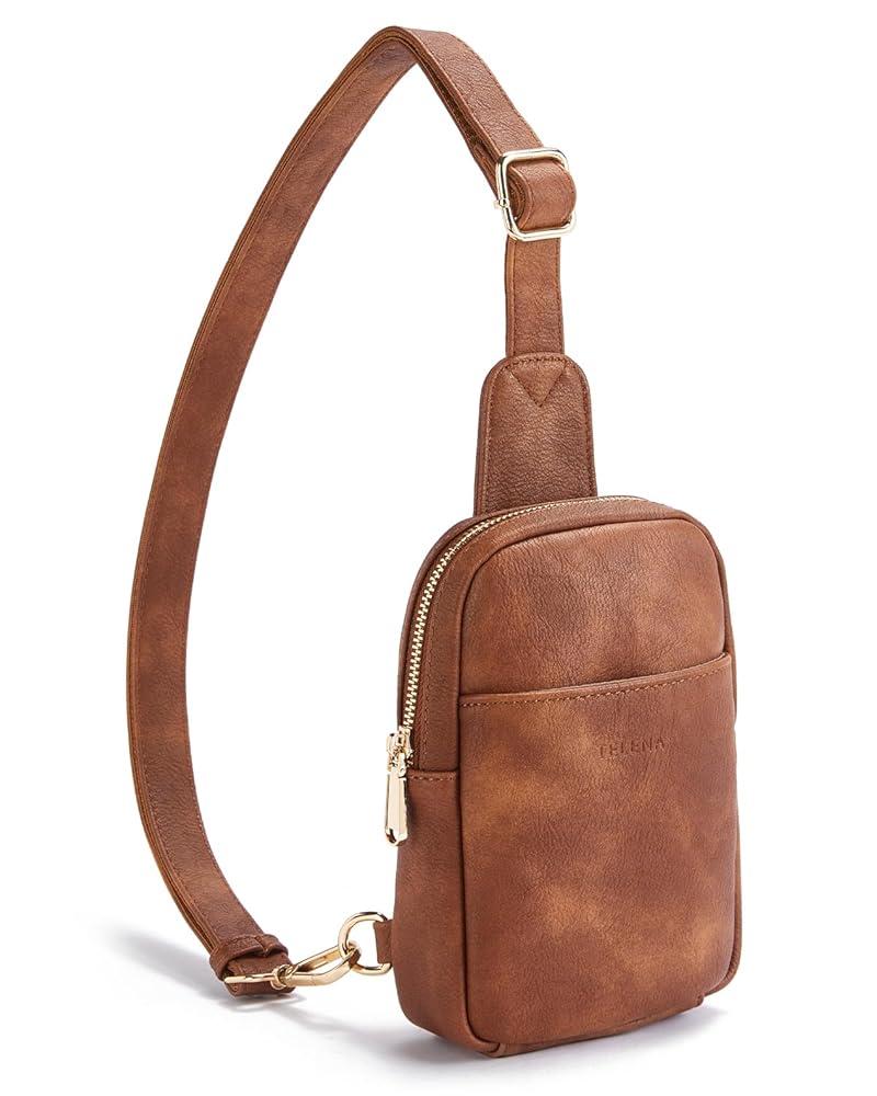 Telena Small Sling Bag for Women Leather Crossbody Fanny Packs Chest Bag for Women