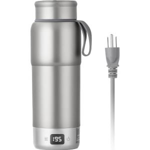 Pure titanium Electric Heated Travel Kettle,17.5 oz,Double-layer vacuum, Portable Electric Kettle, Adjustable Multi-Temperature Settings, 100V-240V Compatible, Grayl Water Bottle.