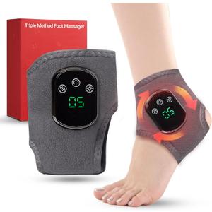 Foot Triple Method Massager - Cordless Heated Foot Massager with 5 Heat & 3 Vibration for Pain Relief & Relaxation, Portable for Home, Office, Travel - Ideal Gift (One Size, Gray)