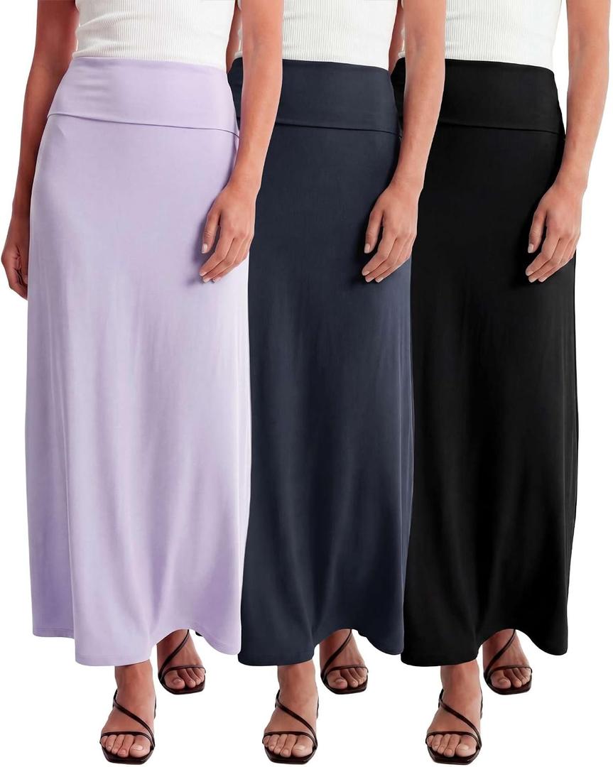 3 Pack Women's Maxi Skirts Long Flowy High Waisted Summer Work Casual Party