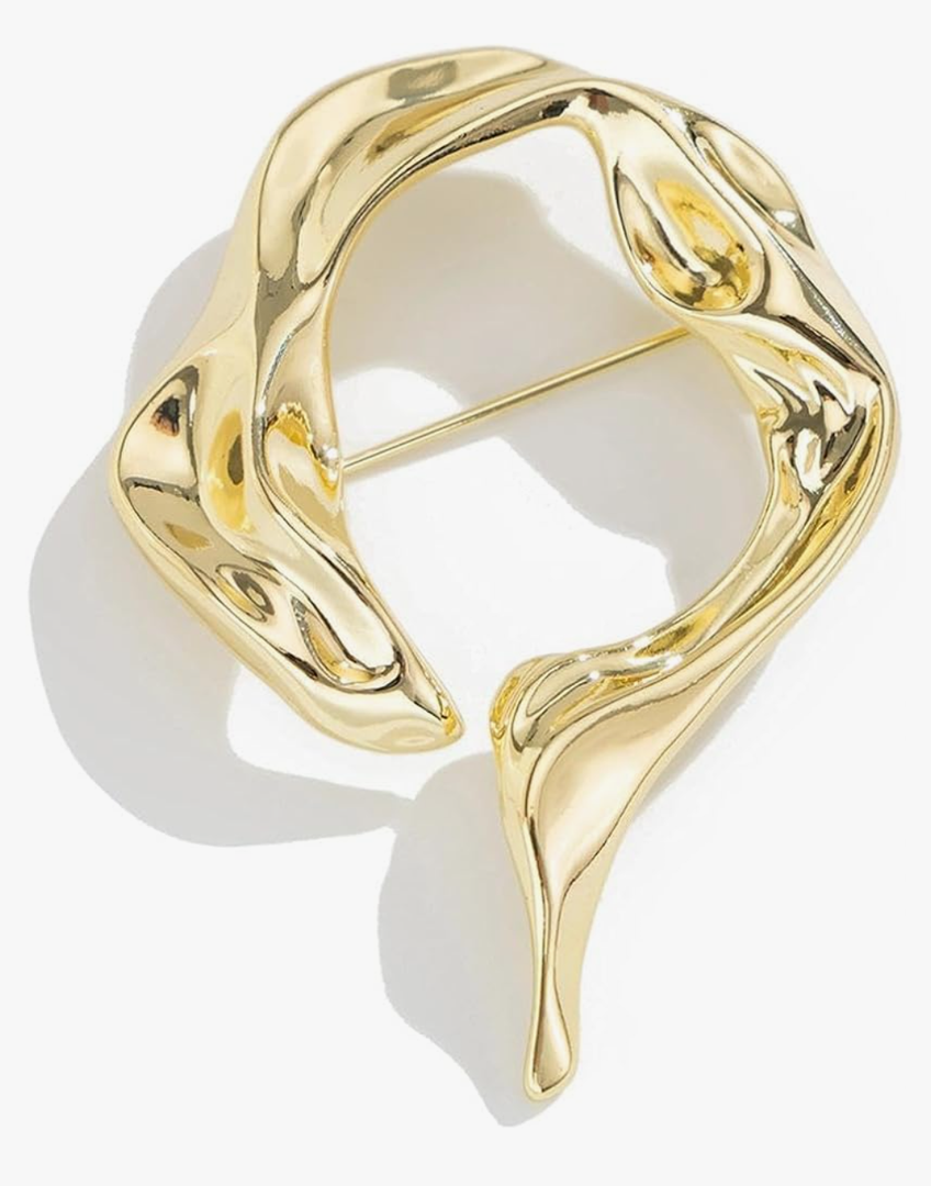 Gold Chunky Brooch Pins,Large Metal Lapel Pin for Women,Big Geometric Vintage Pins Scarves Shawl Accessories