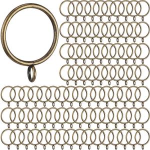 Maitys 100 Pcs Metal Curtain Rings with Eyelet 1.5-inch Inner Diameter Eyelet Curtain Rings for Drapery Clips Hooks for Sliding Window Bathroom Door Shower Rod (Bronze)