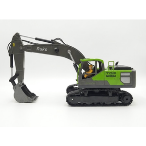 Ruko 1561 RC Excavator 3 in 1 Construction Toys for Boys, 17 Channel Remote Control Vehicles with Grab Alloy Shovel Drill, Realistic Lights & Sounds Digger Sandbox Gifts for 6-14 Years Kids Adults