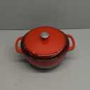 Amazon Basics Cast Iron Dutch Oven Pot with Lid, Enameled, Round, Dual Handles, Heavy-Duty, Medium, 6-Quart, Red