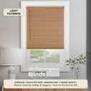 Cordless Light Filtering Mini Blind - 30 Inch Width, 64 Inch Length, 1" Slat Size - Woodtone - Cordless GII Morningstar Horizontal Windows Blinds for Interior by Achim Home Decor
