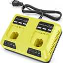 Dual Charging Port P117 Quick Charger (Multi-Chemistry) for Ryobi 12V-18V ONE+ NiCd/NiMh/Lithium Tools Battery Charging Station fit P100 P102 P103 P105 P107 P108 P122 P189 P191 P197