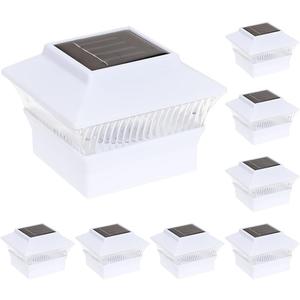 GreenLighting Standard #1 4x4 Solar Post Cap Lights - 4x4 Post Caps for 4x4 Nominal Wood, Vinyl/PVC Fence Solar Post Lights Outdoor Waterproof - Solar Deck Post Lights (White, 8 Pack)