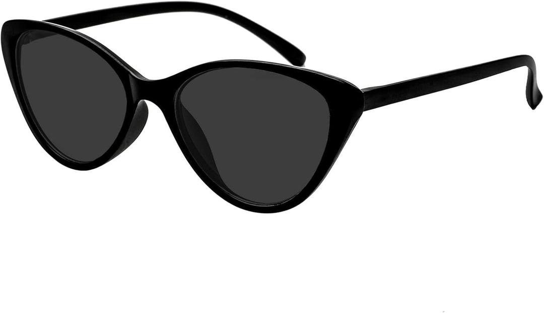 oriopxic Cat Eye Distance Glasses Womens Retro Nearsighted Myopia Glasses (Black/Polarized)