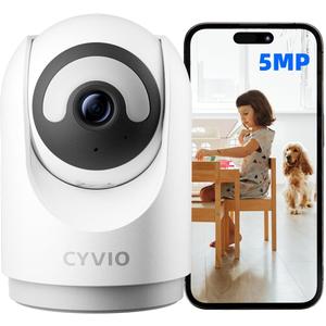 Indoor WiFi Camera, Plug-in Security Camera with Wireless Connection, 5MP 3K Video, Pan/Tilt, 2-Way Audio, AI Motion Detection, No Subscription, for Home, Baby & Pet