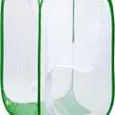 5 Feet Extra Large Monarch Butterfly Habitat, Giant Collapsible Insect Mesh Cage Terrarium Pop-up (White + Green, 35 x 35 x 59 Inches)