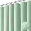Dynamene Mint Green Fabric Shower Curtain - Waffle Weave Textured Heavy Duty Cloth Shower Curtains for Bathroom, 256GSM Hotel Luxury Weighted Bath Curtain Set with 12 Hooks,72x72, Mint Green