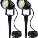 SUNVIE Outdoor Landscape LED Lighting 12W Waterproof Graden Lights COB Led Spotlights with Spiked Stand for Lawn Decorative Lamp US 3- Plug 6500K Daylight White (2 Packs)