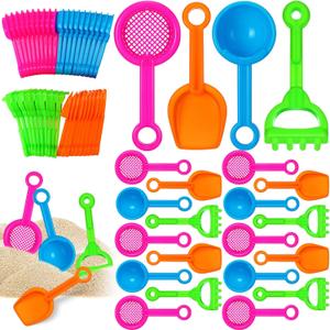 40 Pcs 5.5 Inch Mini Beach Sand Shovels Colorful Plastic Rake Sand Shovel Sifter Beach Toys for Teens Boys Girls Party Backyard Garden Shoveling Sand and Snow, 4 Styles