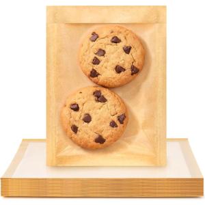 Ohuimrt 100 Pack Cookie Bags with Seal, 5.1 x 7.5 Inch Small Paper Bakery Bags with Window Heat-Sealable Individual Pastry Bag for Packaging Cookies, Donuts
