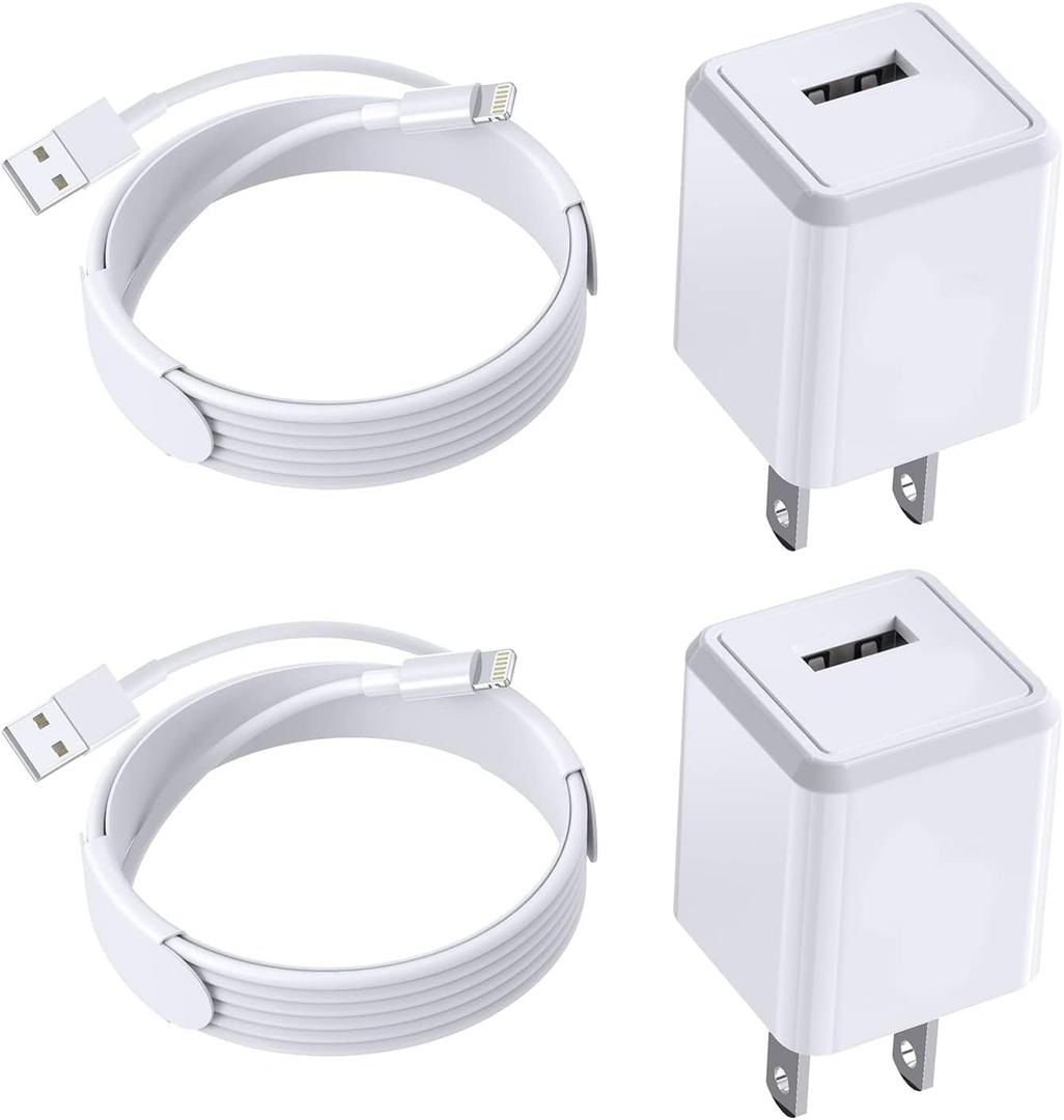 IPhone Charger,[Apple MFi Certified]2Pack iPhone Quick Charging Lightning Cable Data Sync Cord with USB A Wall Charger Block Box Travel Plug Adapter for iPhone 14/13/Pro/Max/XR/X/Xs/Max/8/Plus/SE/iPad