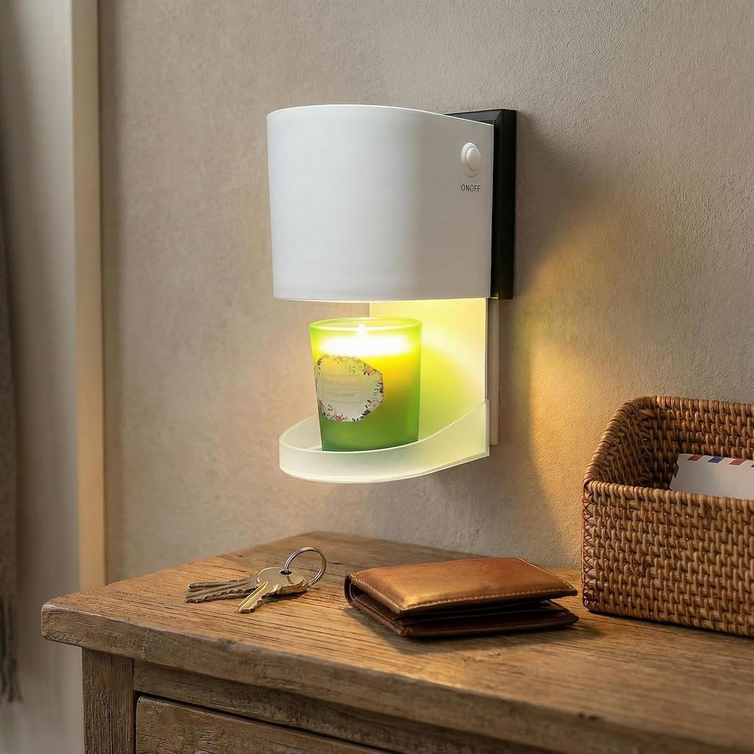 Mini Candle Warmer Lamp,Plug in Wax Melt Warmer for Bathroom Bedroom,Candle Lamp Warmer for Jar Candles,with Two 20 Watt Bulbs,Gifts for Women/Mom. (White)