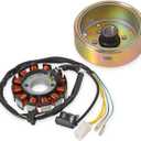 12 Pole 5 Wire DC Stator Coil with Flywheel Rotor Kit for GY6 125cc 150cc 4 Stroke Moped Scooter ATV Go Kart Scooter