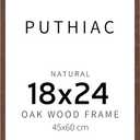 Puthiac 18x24 Solid Oak Wood Picture Frame, No Mat, Wall Display Only, Vertical or Horizontal, Plexi Front, 1 Pack, Walnut