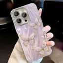 for iPhone 14 Pro Max Butterfly Design Case, Cute Bling Shiny Glitter Camera Shockproof Protective Phone Cases Cover for Women Girls Pink