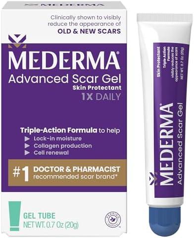 Mederma Advanced Scar Gel - Treats Old & New Scars, Reduces Appearance of Scars from Acne, Surgery, Burns, Injury & Stretch Marks, 0.70 Oz (20g), 1 Piece