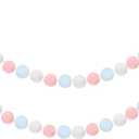 uxcell 2pcs Pom Pom Garland 6.6 ft 30 Balls Colorful Felt Ball Garland for Wall Christmas Tree Decor Birthday Banner Easter Party Decorations, Pink, Blue, White