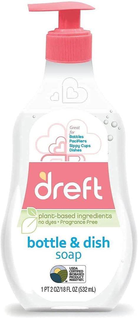 Dreft Dish Soap, Plant Based, Fragrance Free, 18 Fl Oz (Pack of 3)