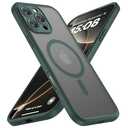 ImpactStrong Magnetic Guard for iPhone 16 Pro Max Case [Camera Control Button] [Compatible with MagSafe] [Camera Protection] [16 FT Military Grade Drop Protection] Slim Translucent Cover, Dark Green