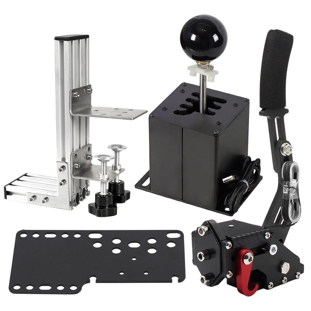 Dexepe PC USB Simulator Shifter 64 Bit Handbrake with Clamp L Shape Lever Kit Compatible with ATS ETS Dust WRC Sim Racing Games Compatible with G29 G27 G25 G920 T300RS/GT Steering Wheel Sequential H