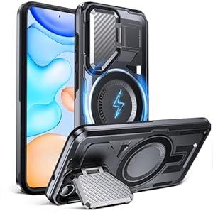 DASFOND Shield Series for Samsung Galaxy S23 Case with Camera Stand Cover [Compatible with MagSafe] Full Body Military Shockproof Protection Heavy Duty Rugged Magnetic Phone Case Galaxy S23, Black