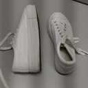 BABUDOG Womens Synthetic Leather Platform Sneakers,White Platform Shoes,Lace-up Tennis Shoes for Women,Comfortable Casual Shoes (10)