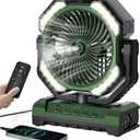 20000mAh Portable Misting Fan, USB Rechargeable Camping Fan with LED Light, Personal Battery Operated for Outdoor, Tents, Beach, Travel - 250mL Water Tank & Hook Included, Green.