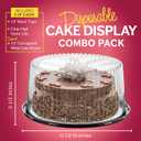 10 - 11" Plastic Disposable Cake Containers Carriers with Dome Lids and Cake Boards | 5 Round Cake Carriers for Transport | Clear Bundt Cake Boxes / Cover | 2-3 Layer Cake Holder Display Containers