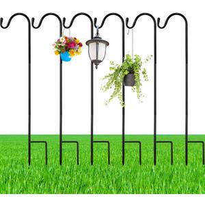6 Pcs 24 Inch Shepherds Hook for Outdoor Adjustable Bird Feeder Pole Metal Steel Shepard Hooks for Hummingbird Stand Feeder Pole for Garden Plant, Lantern, Hanging Wedding Decor