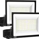 Zelvia LED Flood Lights Outdoor for Yard Work -100W 10000lm Super Bright LED Work Light with US Plug,6500K Daylight White Floodlight,IP66 Waterproof Security Outside Lights for Garage Stadium -2 Pack