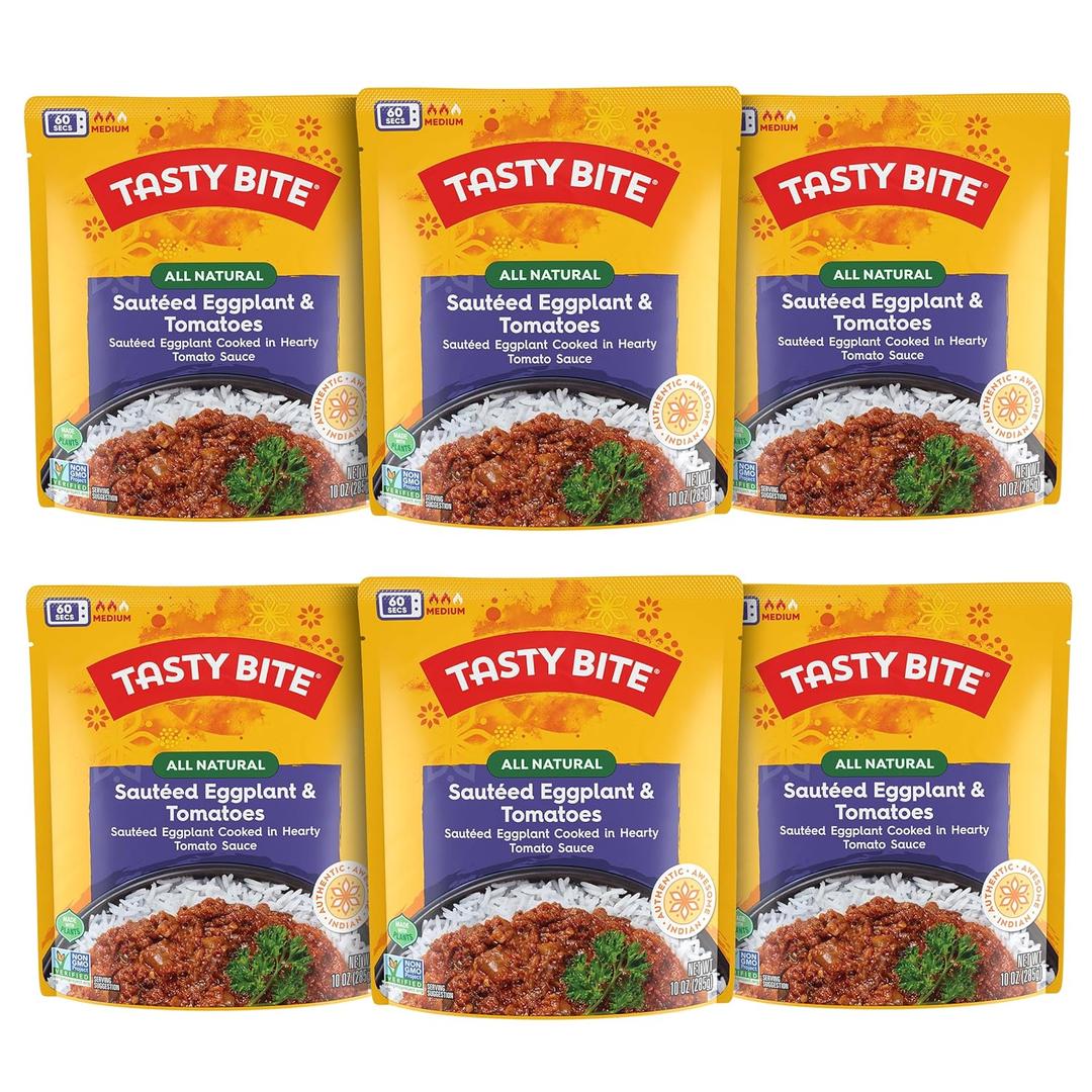 Tasty Bite Punjab Eggplant, 10 Ounce, Pack of 6, Ready to Eat, Microwavable Entree, Vegan, Sweet & Spicy BBD 03/31/2027