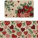 Artoid Mode Leaves Heart Valentines Kitchen Mats Set of 2, Low-Profile Home Decor Kitchen Rugs for Floor - 17x29 and 17x47 Inch