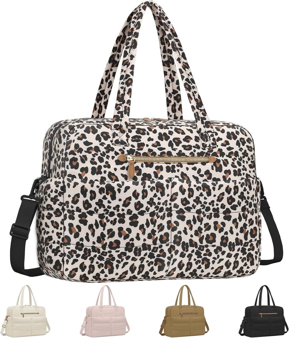 Vankor Travel Duffel Bags, Weekender Bags for Women Men Gym Duffel Bag Personal Item Travel Bag Foldable Tote Carry On Overnight Workout Bag, Leopard