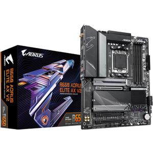 GIGABYTE B650 AORUS Elite AX V2 AMD AM5 ATX Motherboard, Support Ryzen 9000/8000/7000 Series, DDR5, 12+2+2 Power Phase, PCIe 5.0 M.2, USB-C 3.2 Gen 2, WIFI6E, 2.5 GbE, EZ-Latch, Q-Flash, RGB Fusion