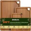 Bamboo Cutting Board for Kitchen, 3-Piece Set with Juice Grooves, Side Handles & Non-Slip Mats  Durable Bamboo Chopping Board for Meat, Vegetables and Fruits