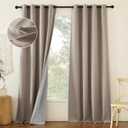NICETOWN Linen 100% Blackout Linen Curtains 90 inches Length for Bedroom, 2 Panels, 52" W, Thermal Insulated Window Draperies for Living Room