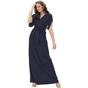 KOH KOH Formal Short Sleeve Cocktail Flowy V-Neck Gown Size 2XL