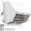 4 Inch Dryer Vent Cover Outside with Mesh, Wall Vent Exhaust Vent Cover Wall Mount Extractor Vent with Flap, Exterior Vent Cover Cap Outdoor Dryer Vent Cover for Dryer Ducting House AC,White