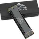 2 x EastRock Blues Harmonica Mouth Organ 10 Hole C Key with Case, Diatonic Harmonica for Professional Player, Beginner, Students gifts, Adult, Friends, Gift Black